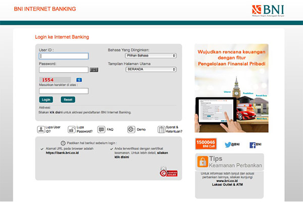 Pembayaran via Internet Banking BNI