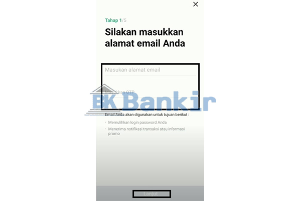 Input Email Kode OTP