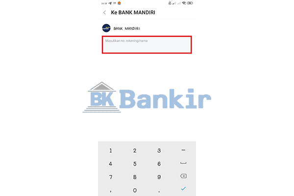 Input Nomor Rekening Bank Lain