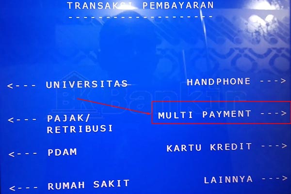 5. Pilih Multi Payment ATM Bank Jateng